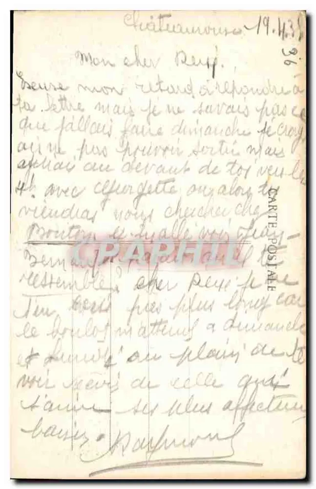 Châteauroux — Igreja de São André na Praça Voltaire — Editor Au Bétier, n° 806 - Verso