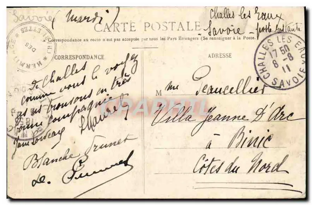 Les Charmettes — De eetkamer — Speciale uitgave van Les Charmettes - L. G. N° 1079 - Achterkant