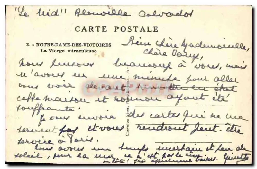 Notre-Dame-des-Victoires — Die Mirakulöse Jungfrau — Chevallon Frères, Paris - Rückseite