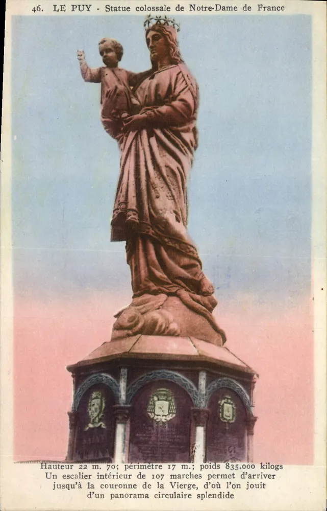 Le Puy - Kolossale Statue der Notre-Dame de France — Verleger Léon Maubert, Nr. 46 - Vorderseite