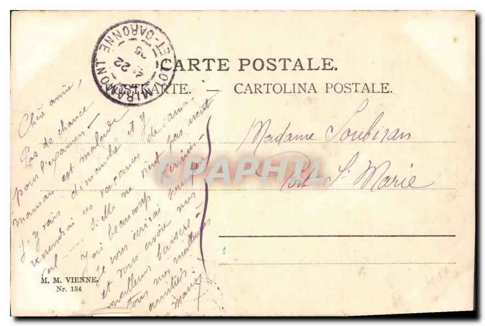 Pejzaż z pasterzem i owcami — Sainte-Garonne — M. M. Vienne, Nr 134 - Rewers