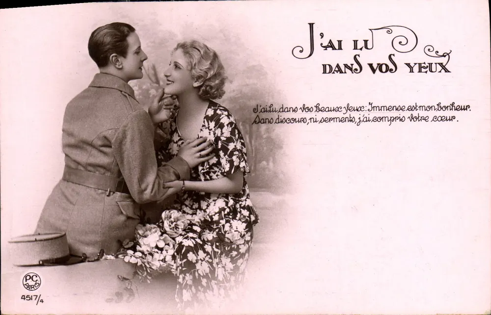 Soldat und Frau — zärtliche Szene — PC Paris 4517/4 - Vorderseite
