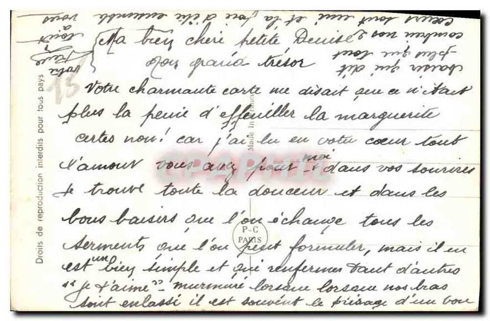 Soldat und Frau — zärtliche Szene — PC Paris 4517/4 - Rückseite