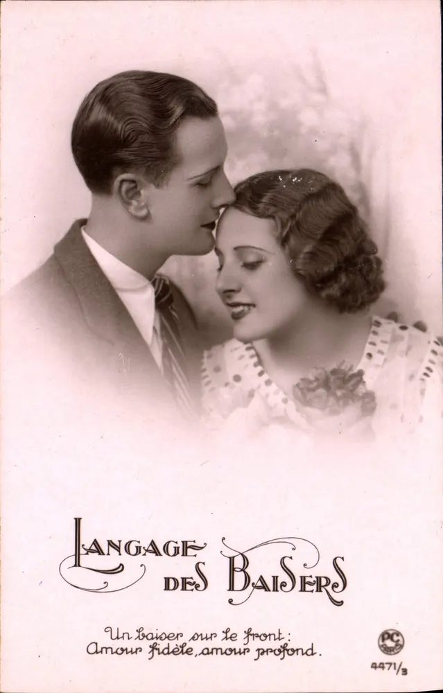 O idioma dos Beijos — Um beijo na testa: Amor fiel, amor profundo — P-C Paris n° 4471/3 - Frente