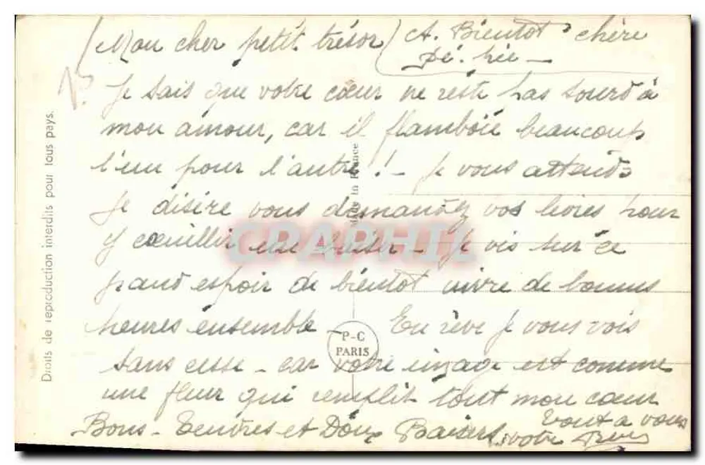 Vou! — Poema de amor — P-C Paris, n° 4452/2 - Verso