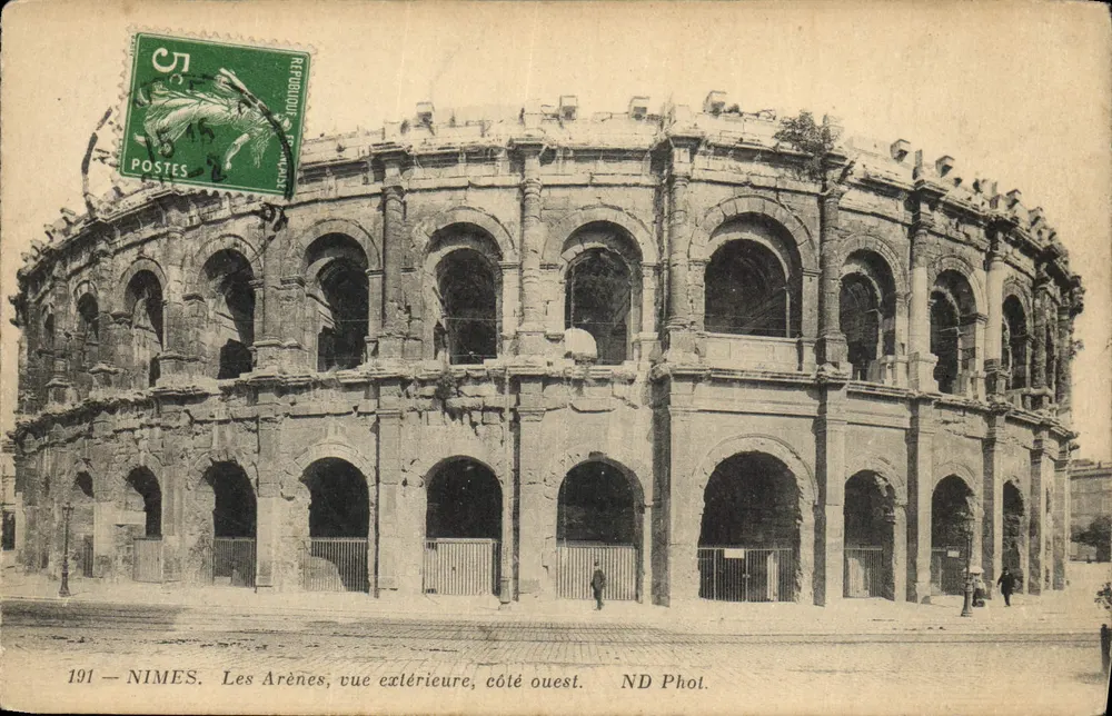 Die Arenen, äußere Ansicht, westlicher Teil — Nîmes — ND Phot. — Nr. 191 - Vorderseite