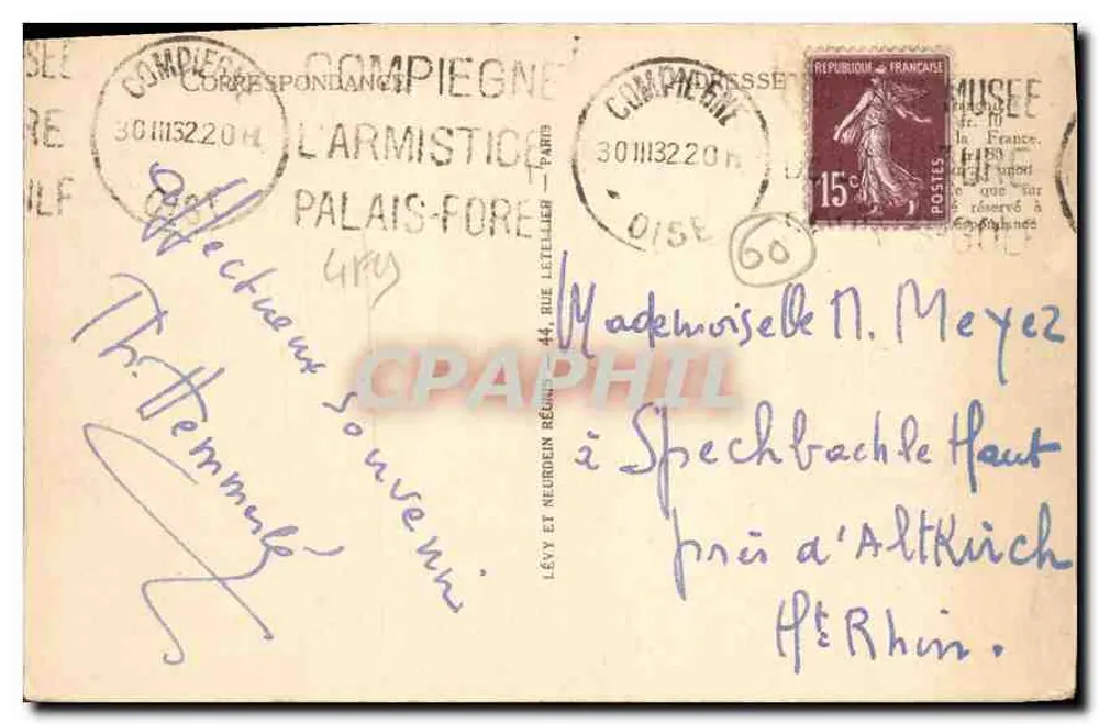 Compiègne - Il Parco e il Banco di Napoleone I° — LL, n°78 - Verso