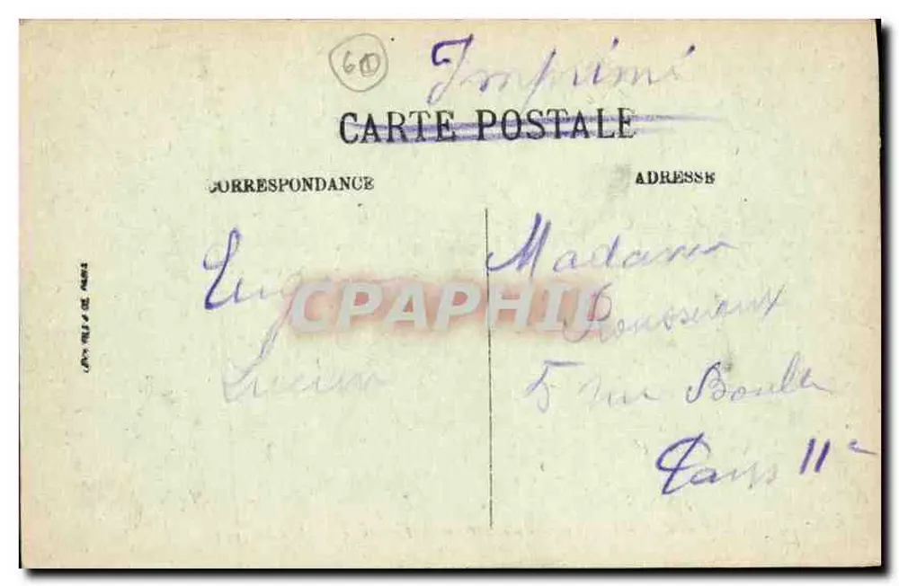 Compiègne — Fachada do Castelo no Parque — editor impressor - Verso