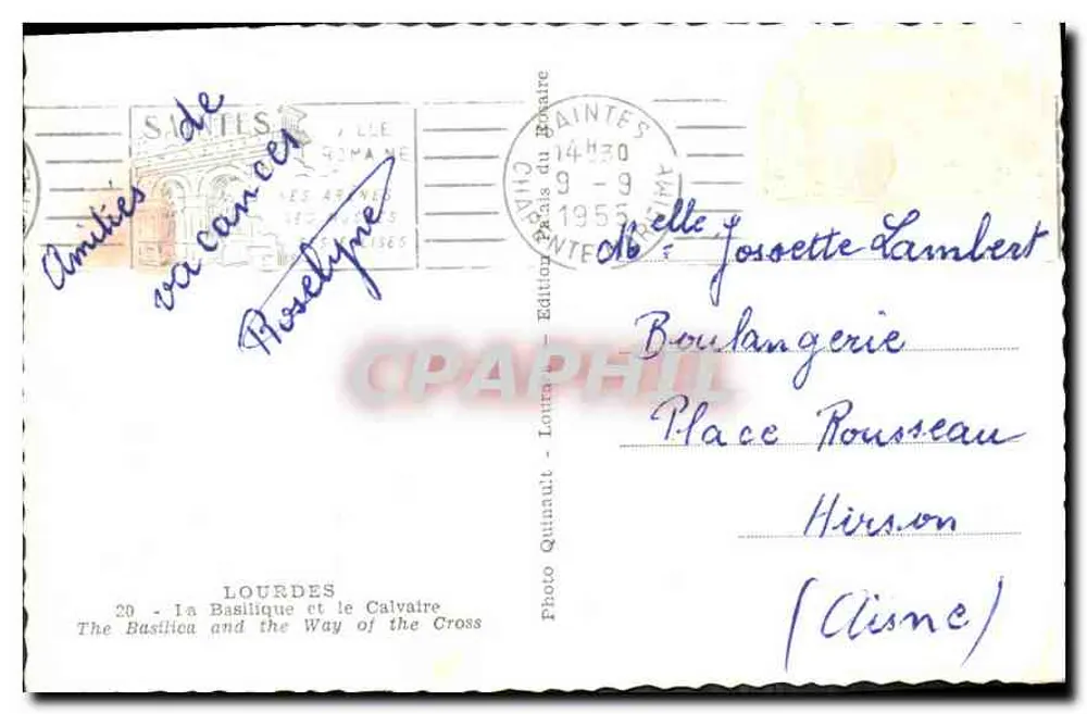Lourdes — La Basílica y el Camino del Calvario — Edición Quinault, n°20 - Reverso