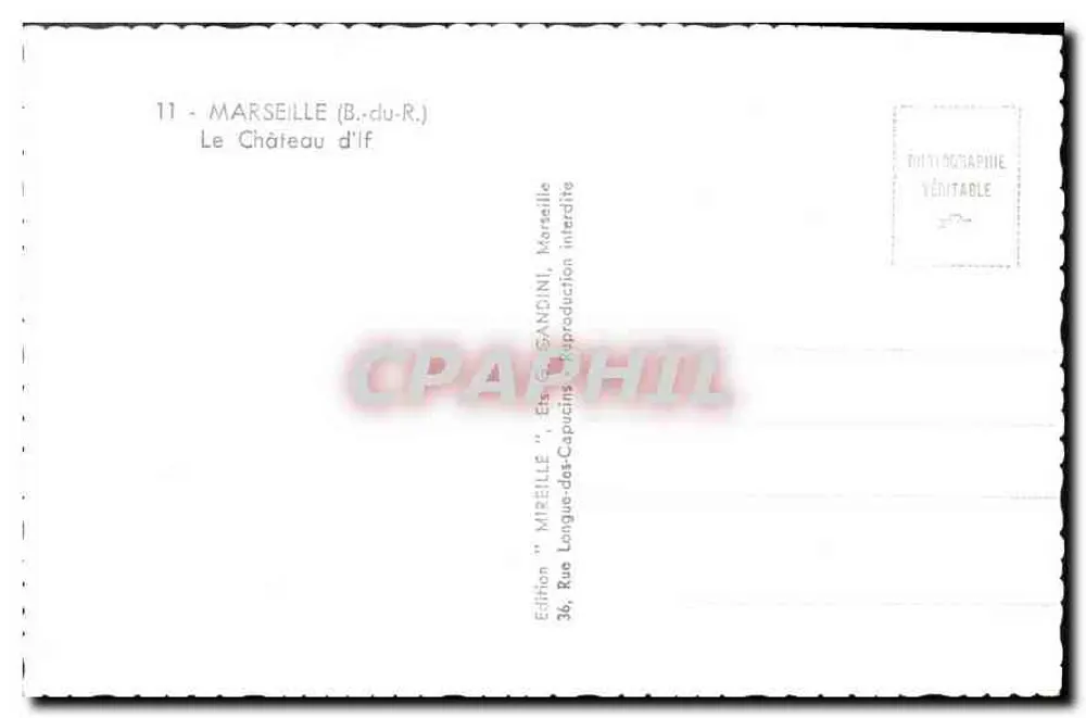 O Castelo de If — Marselha (Bassin du Rade) — Edição Mireille - Verso
