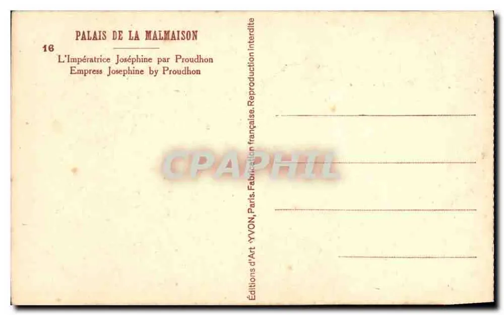 Kaiserin Joséphine — von Proudhon — Kunstausgabe YVON - Rückseite