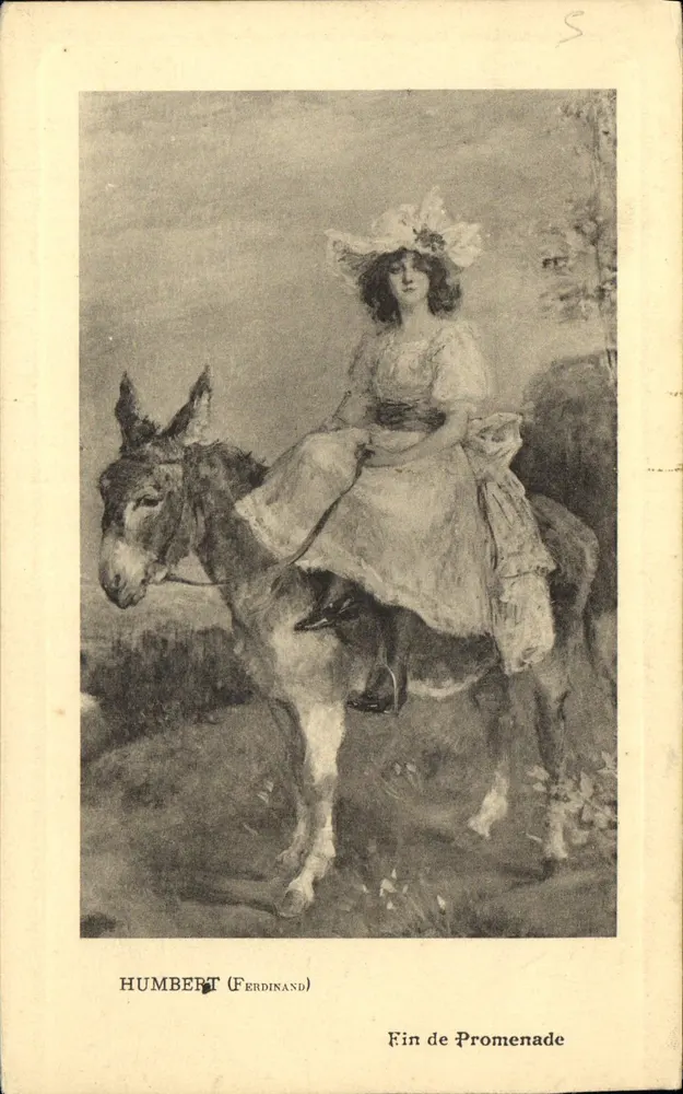 Mulher a cavalo em um jumento — Fim da Caminhada — HUMBERT (Ferdinand) n°20/30 - Frente
