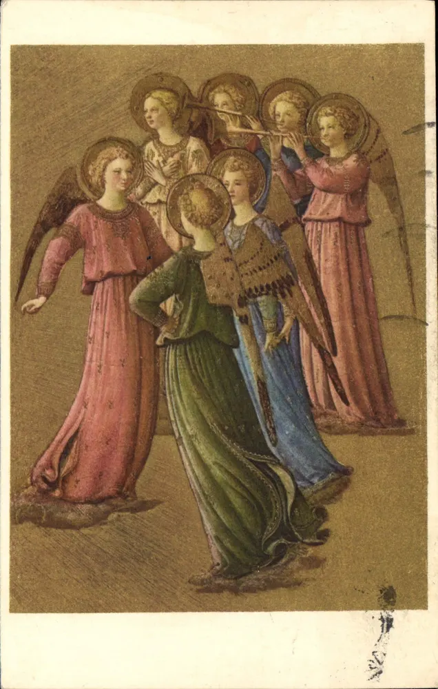 Gruppe musikalischer Engel — Detail der Freske von Fra Angelico — Verlag n° 743 - Vorderseite