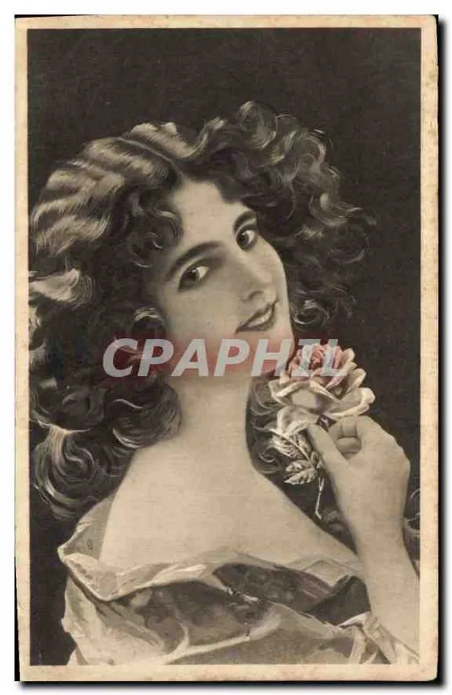 Jovem mulher com a rosa — retrato — editor desconhecido - Frente