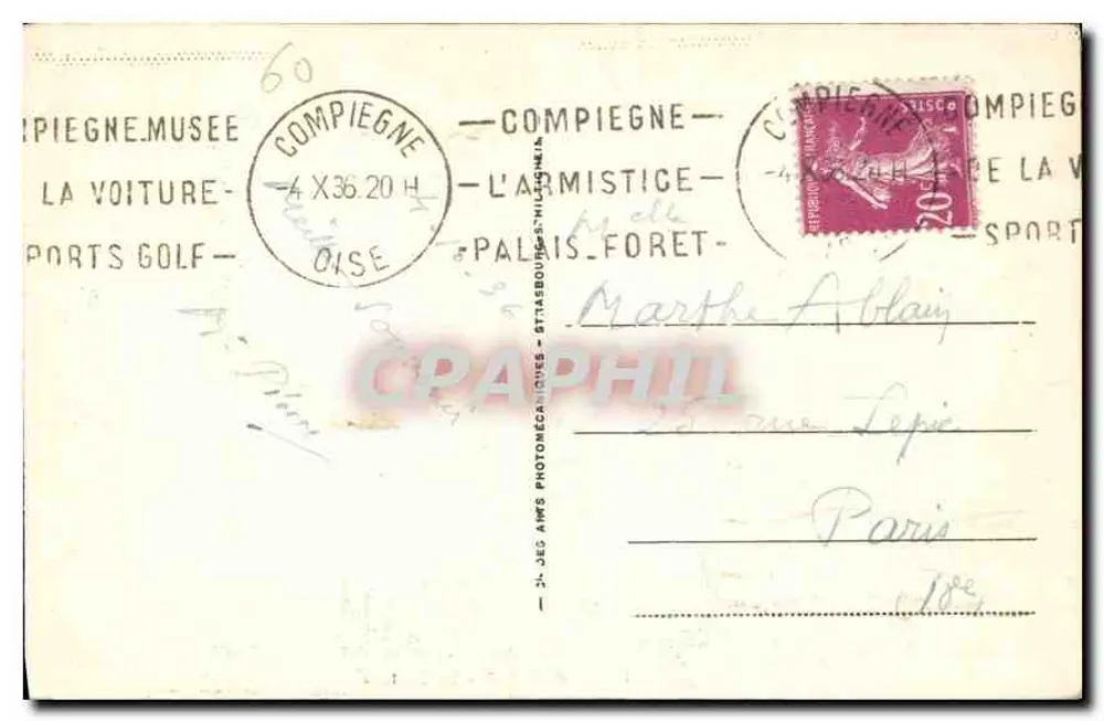 Compiègne - O Castelo — editor Ams, n° 42 - Verso