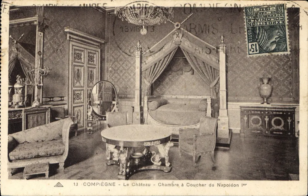 Compiègne - Il Castello - Camera da Letto di Napoleone I° — Cartolina d'epoca n°13, edita da A. B. - Recto