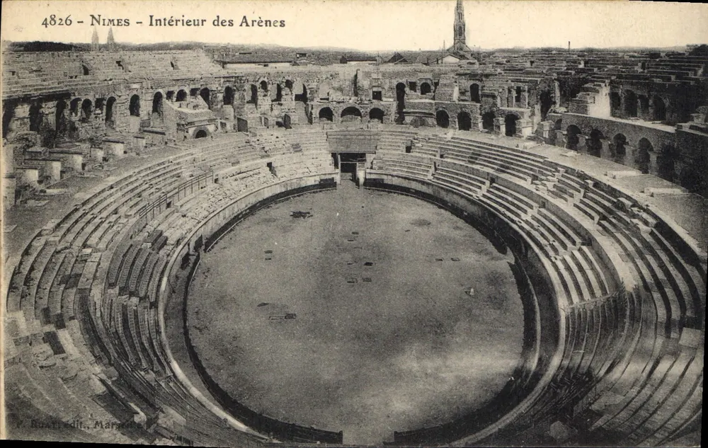 Nîmes - Interior das Arênes — editor: Baudin Édit. Marselha, n° 4826 - Frente