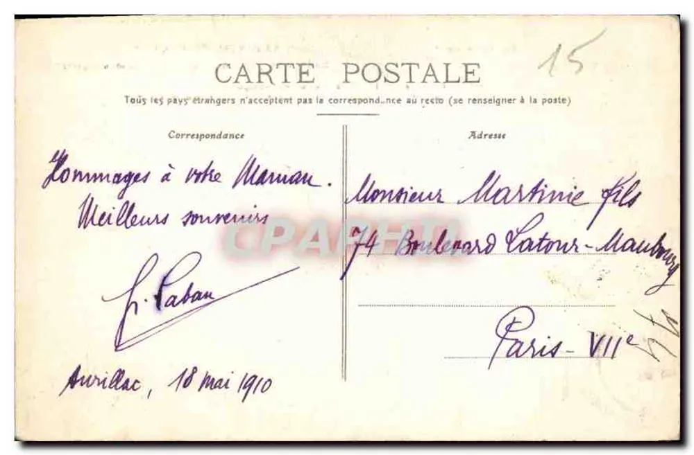 Pittoreskes Cantal - Ansicht vom Col de Rombière (1510m) - Verlag nicht sichtbar, Nr. 323 - Rückseite