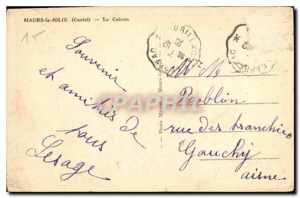 Le Cabran — MAURS-la-JOLIE (Cantal) — Foto M. Michel - Verso