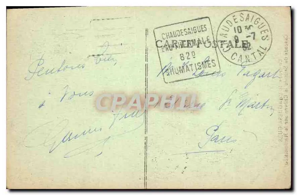 Wasserfälle des Saut de la Chèvre am Remontalou — Umgebung von CHAUDESAIGUES — unbekannter Verlag - Rückseite