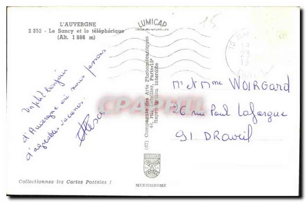 O Sancy e o teleférico — Alt. 1 886 m — IRIS - Verso