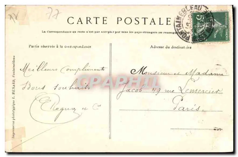Fontainebleau — Place Denecourt — Schneeeffekt — Collection Artistique L. M. - 1 - Rückseite