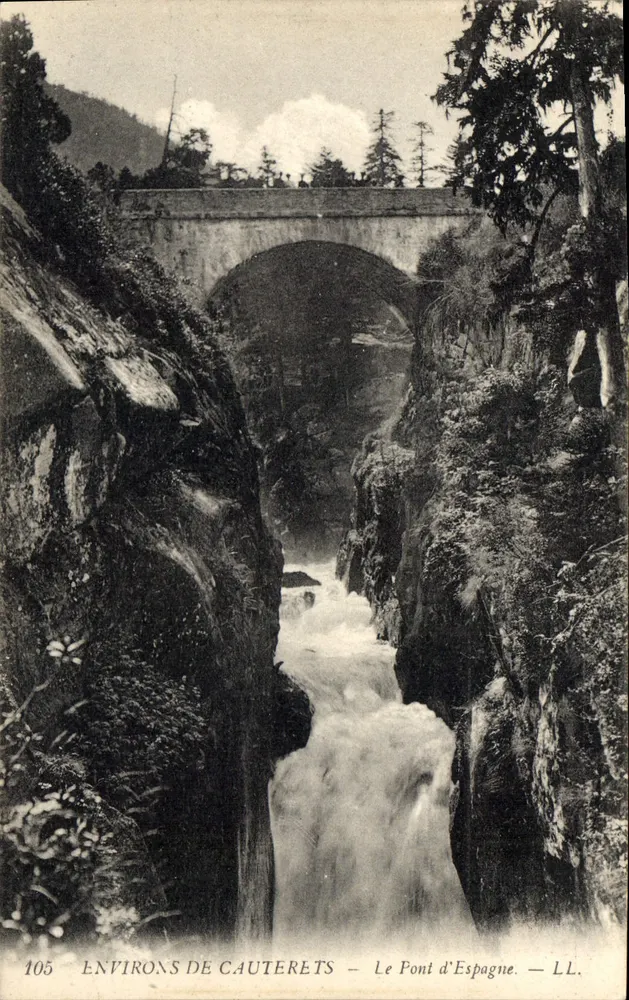 Arredores de Cauterets — O Ponte da Espanha — LL. — N° 105 - Frente