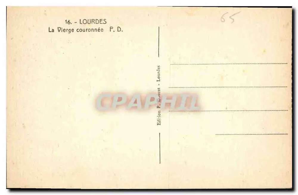 A Virgem Coroada - Lourdes — Edição P. Ducet - Lourdes - Verso