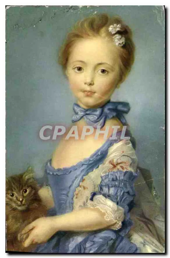 Junge Frau mit einem kleinen Katze — Perronneau (1715-1783) — Verlag Comité National de l'Enfance, Paris - Vorderseite