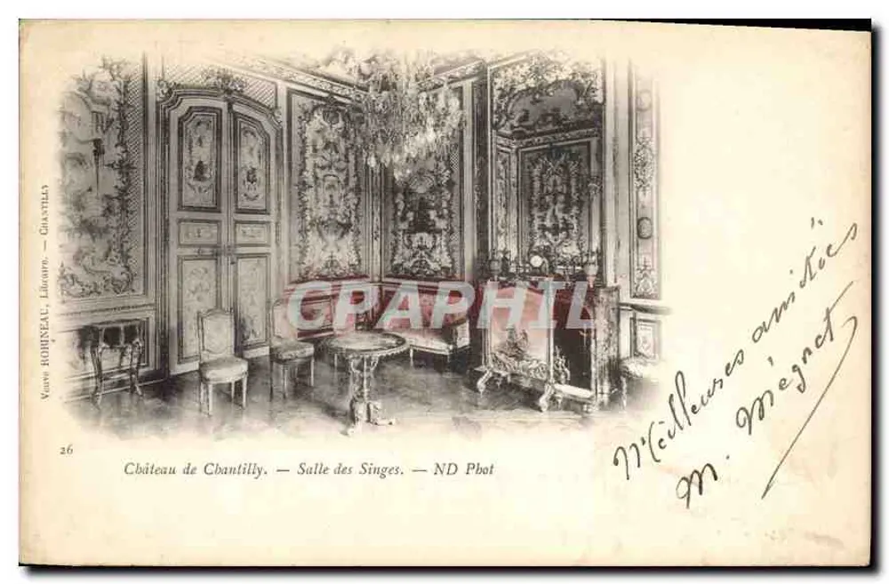 Castelo de Chantilly — Sala dos Macacos — ND Phot - Frente