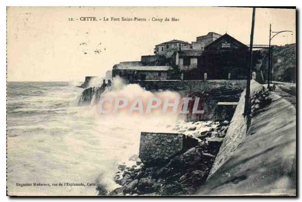 CETTE - Il Forte di Saint-Pierre - Scena di Mare — Magasins Modernes, rue de l'Esplanade, Catté - Recto