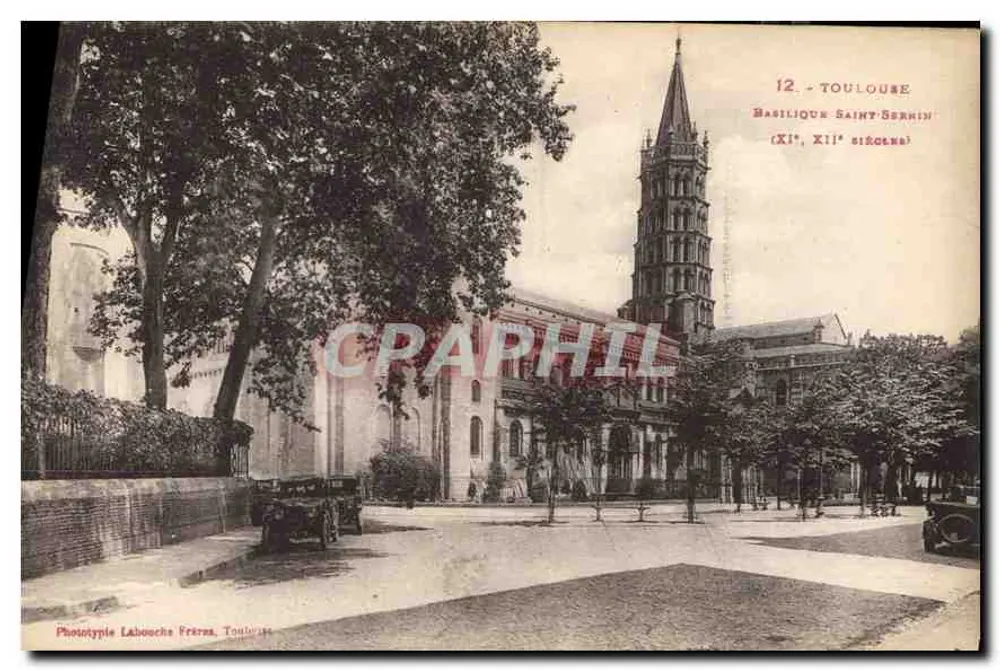 Toulouse - Basiliek Saint-Sernin (XIe, XIIe eeuw) — Fototypie Labouche Frères, Toulouse - Voorkant