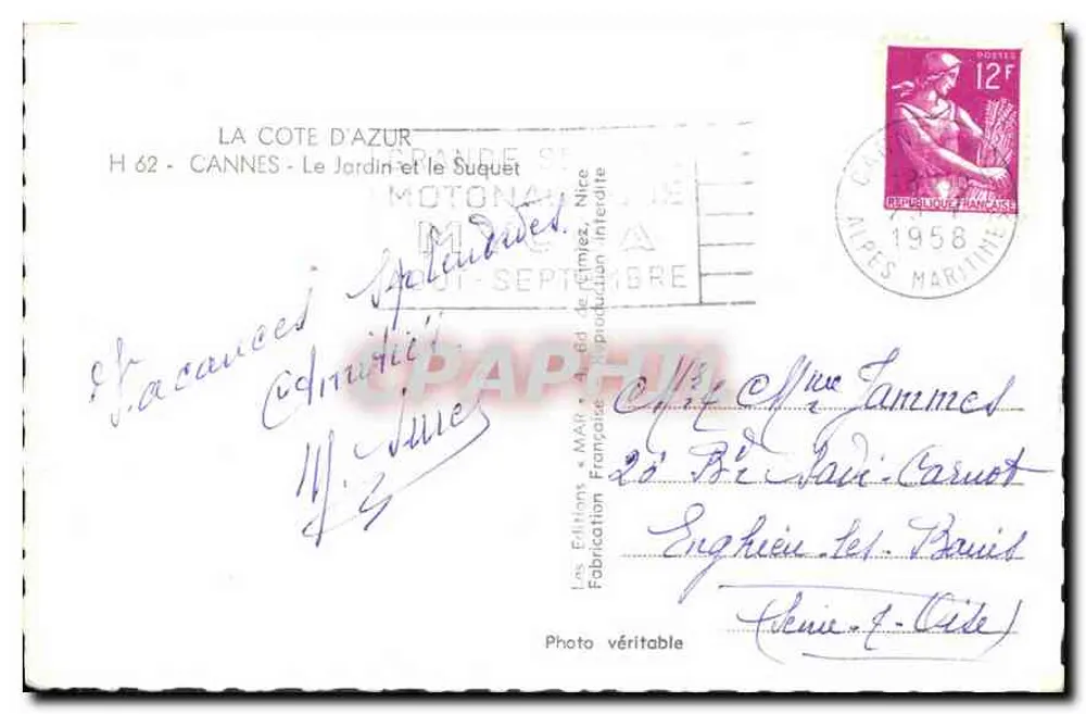 Cannes — Der Garten und der Suquet — Les Éditions Françaises - Rückseite