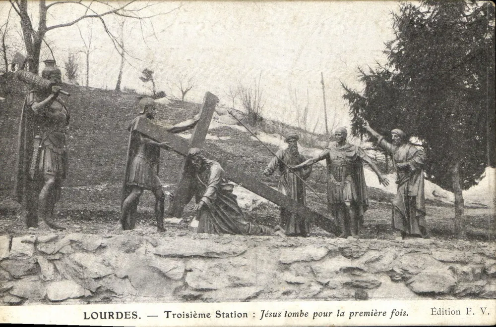 Lourdes — Dritte Station: Jesus fällt zum ersten Mal — Edition F. V. - Vorderseite