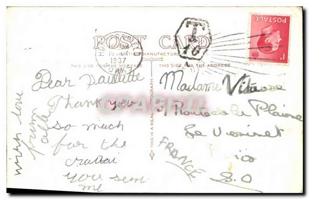 S.M. DE KONING GEORGE VI — ridder in uniform — uitgever J. URBANITE MANUFACTURE - Achterkant