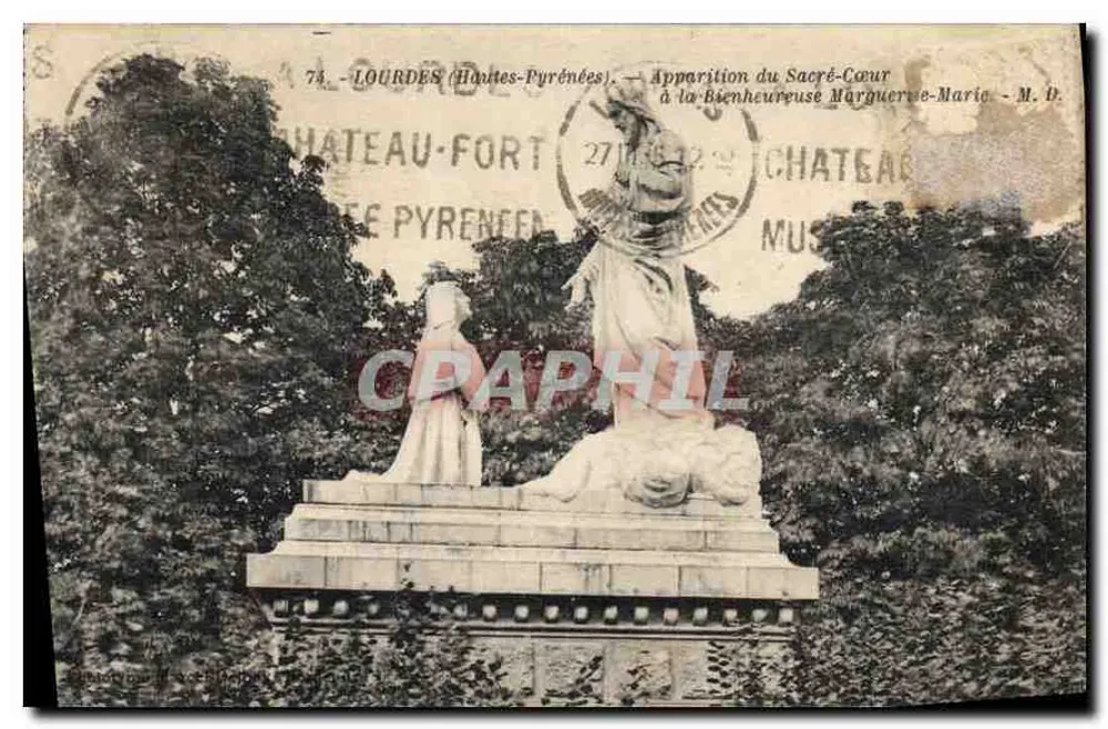 Lourdes (Hautes-Pyrénées) — Erscheinung des Heiligen Herzens der Seligen Marguerite-Marie — M. D. - Vorderseite
