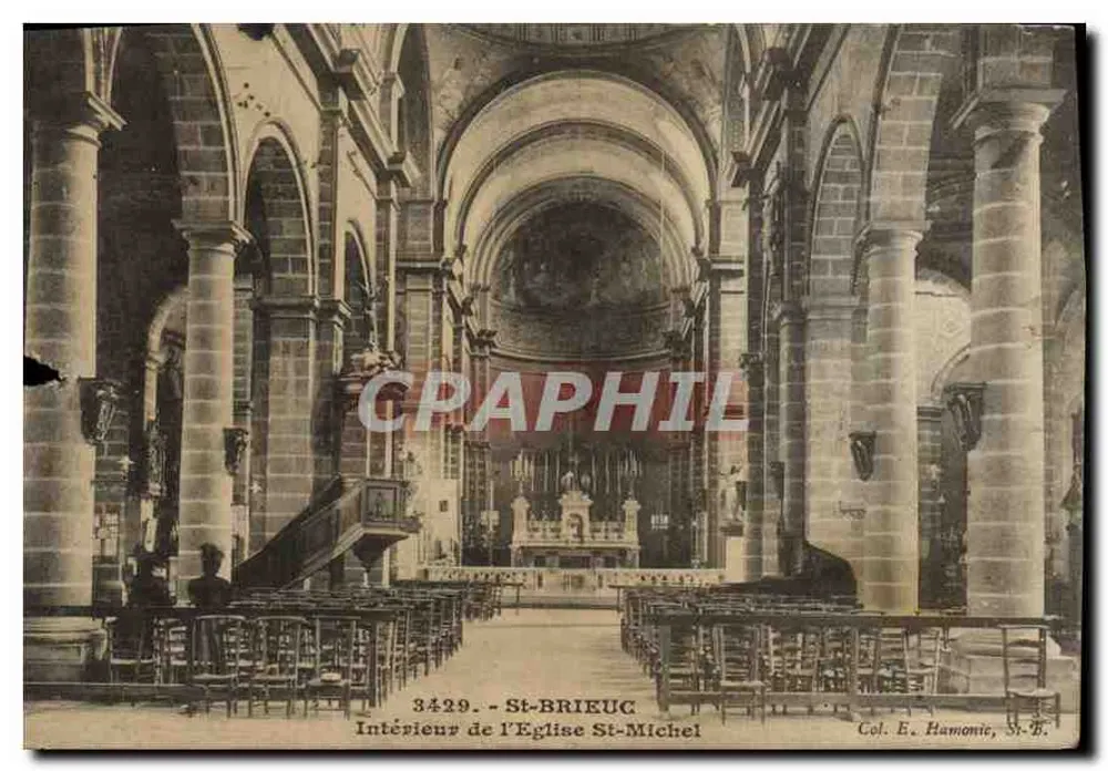 Interior da Igreja de São Miguel — St-Brieuc — Col. E. Hamonic, St-B. - Frente