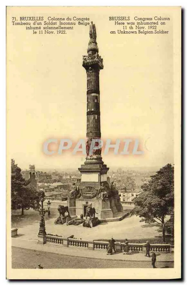 Bruxelas - Coluna do Congresso - Túmulo de um Soldado Belga Desconhecido - Dohman, Bruxelas - Frente