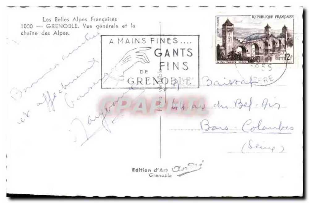 Grenoble — Allgemeiner Blick und die Kette der Alpen — Edition d'Art Grenoble - Rückseite