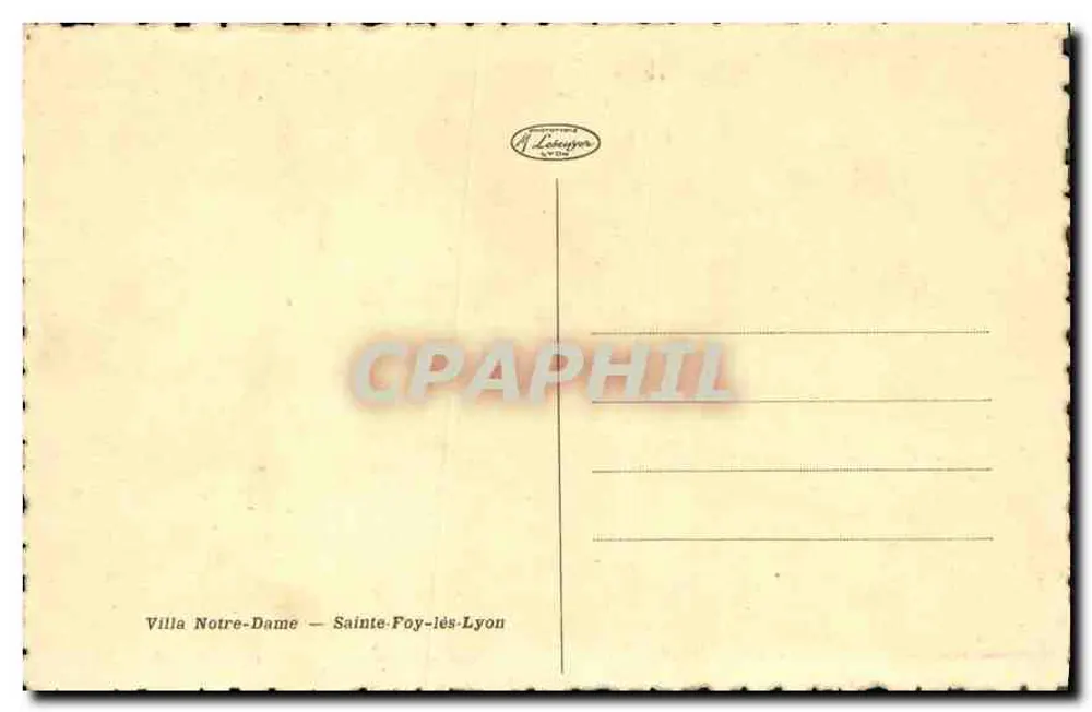 Villa Notre-Dame — Sainte-Foy-lès-Lyon — Verlag J. Labeuzyen - Rückseite