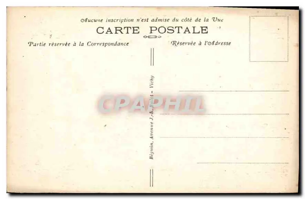 La Chaise-Dieu — Allgemeiner Blick (Nordwestseite) — Bemerkenswerter Sommersitz bei 1080 m Höhe — Verlag: Béginin, Vichy - Rückseite
