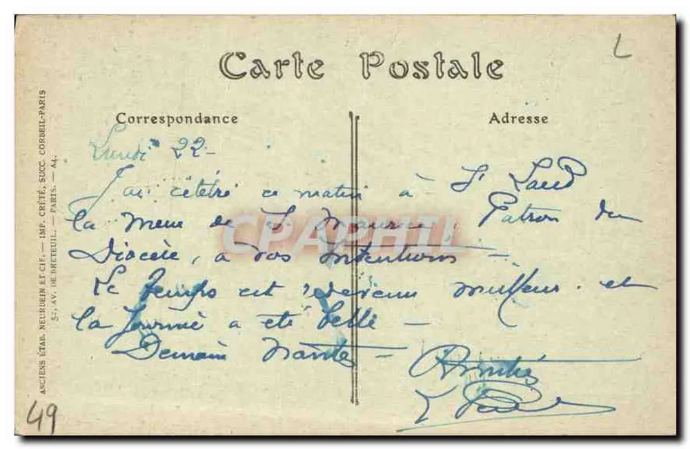 Angers — Igreja de São Laud — J. P. J. (n° 254) - Verso