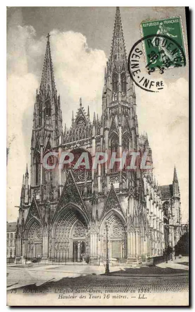 Rouen — A Igreja de Saint-Ouen, iniciada em 1918 — LL - Frente