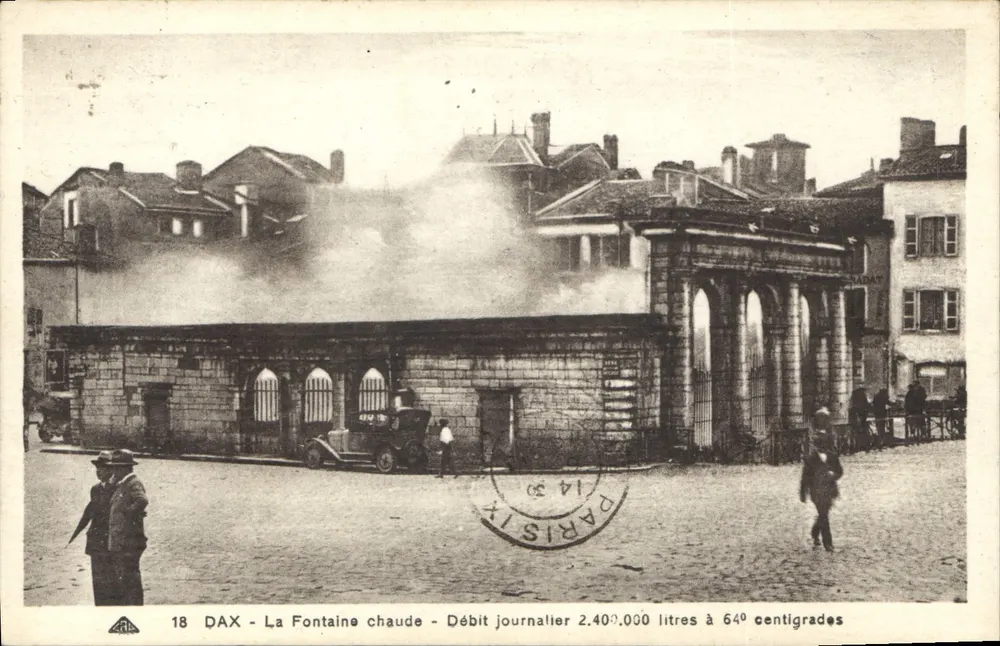 DAX — Fontanna ciepła — Wydajność dzienna 2.400.000 litrów przy 64° centygradowych — wydawca CM DES ARTS PHOTONÉLÉNTHIQUES — STRASBOURG - Awers