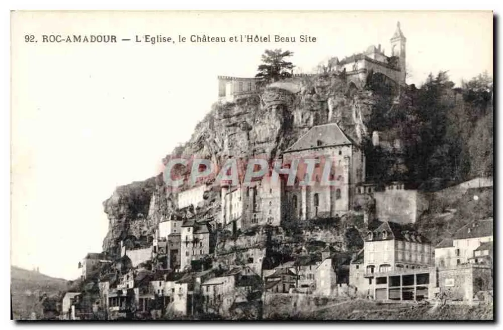 Roc-Amadour — Die Kirche, das Schloss und das Hotel Beau Site - Vorderseite