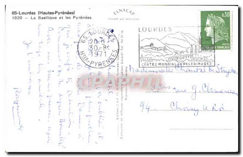 Lourdes (Hautes-Pyrénées) — Die Basilika und die Pyrenäen — Verlag Elnacap - Rückseite