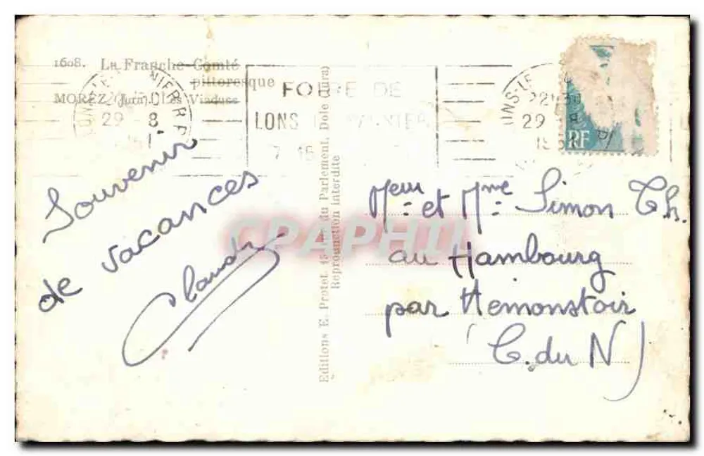 Vue do viaduto de Morez — A Franche-Comté pitoresca — Edição E. Pretet - Verso