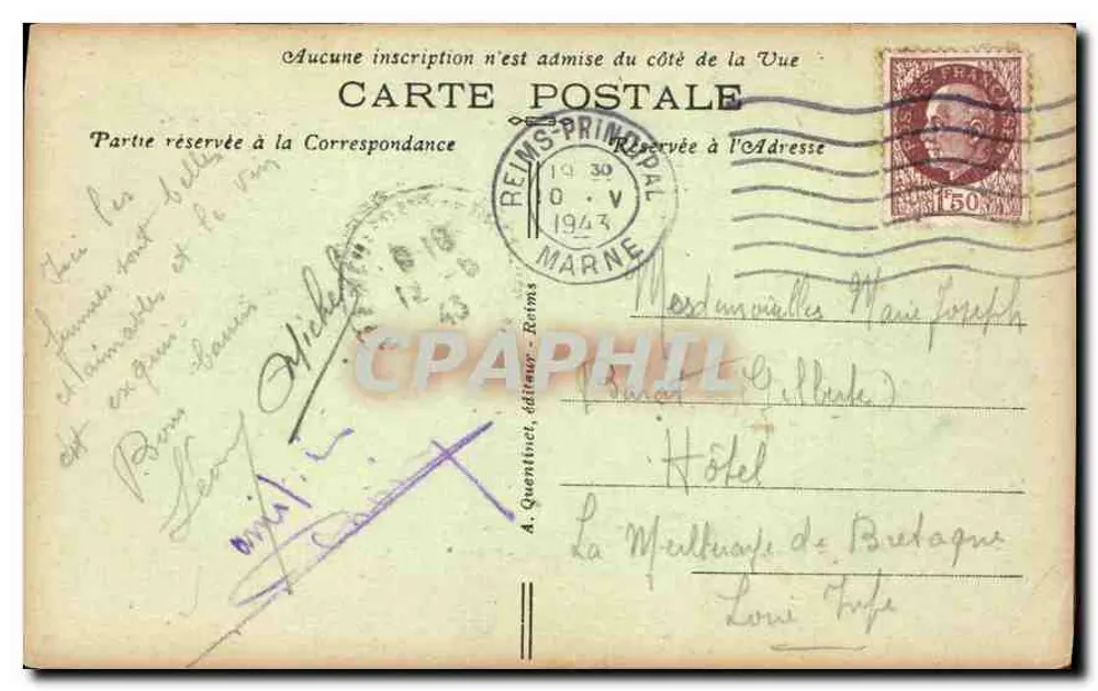 Reims — Die Kathedrale. Predigerpult der Grande Nei — A. Quantin, Verlag, Nr. 92 - Rückseite