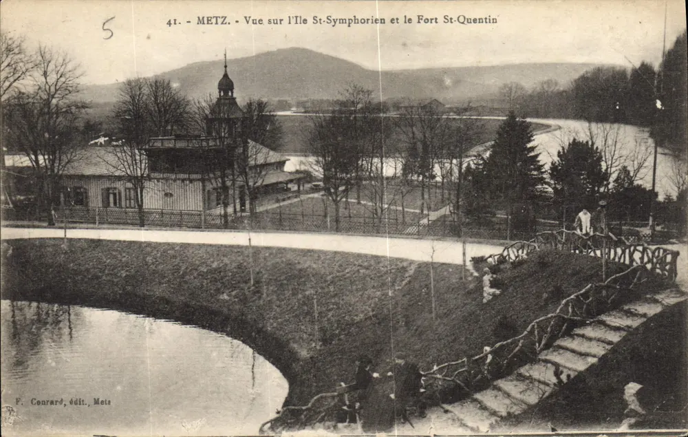 Metz — Ansicht der Île Symphorien und des Fort St-Quentin — F. Conrard, Verlag Metz - Vorderseite