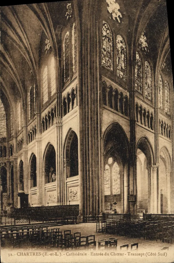 Chartres (E.-et-L.) - Kathedrale - Eingang zum Chor - Querhaus (Südseite) - Vorderseite